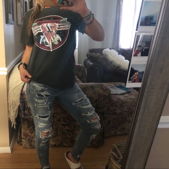 van halen Tops - distressed van halen tee